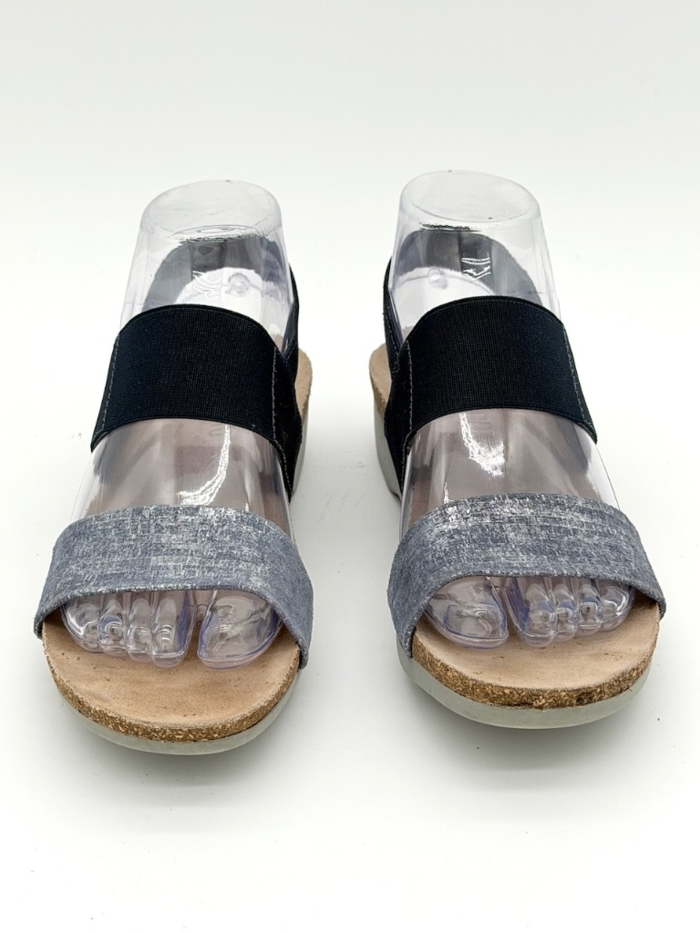 Munro Pisces Metallic Silver Gray Elastic Strappy Wedge Sandals Shoes Women 8 M - Picture 2 of 8